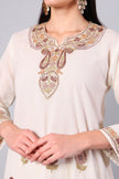 Cream Kashmiri Aari Co-ord Set with Floral Embroidery-Zoomed