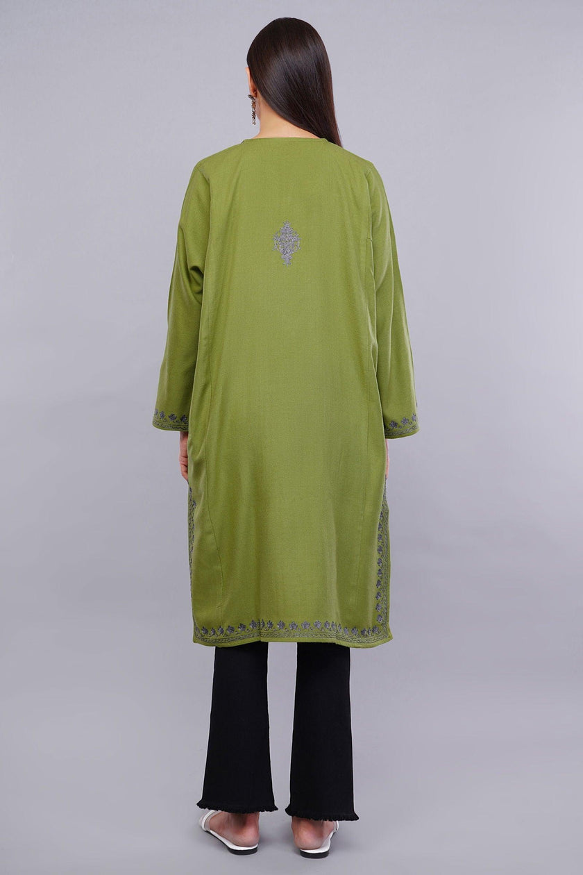 Elegant Green Cashmilon Pheran with Kashmiri Zari Embroidery - Kashmiri Pheran