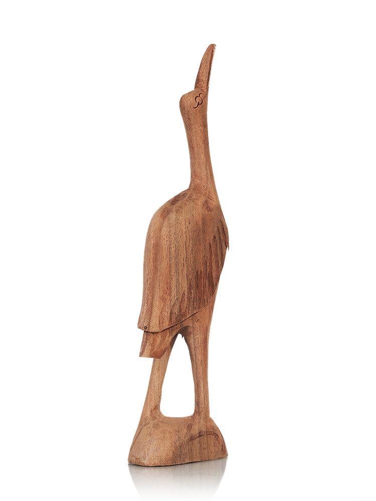 Elegant Handcrafted Beak Up Bird Walnut Wood Sculpture - Hamiast
