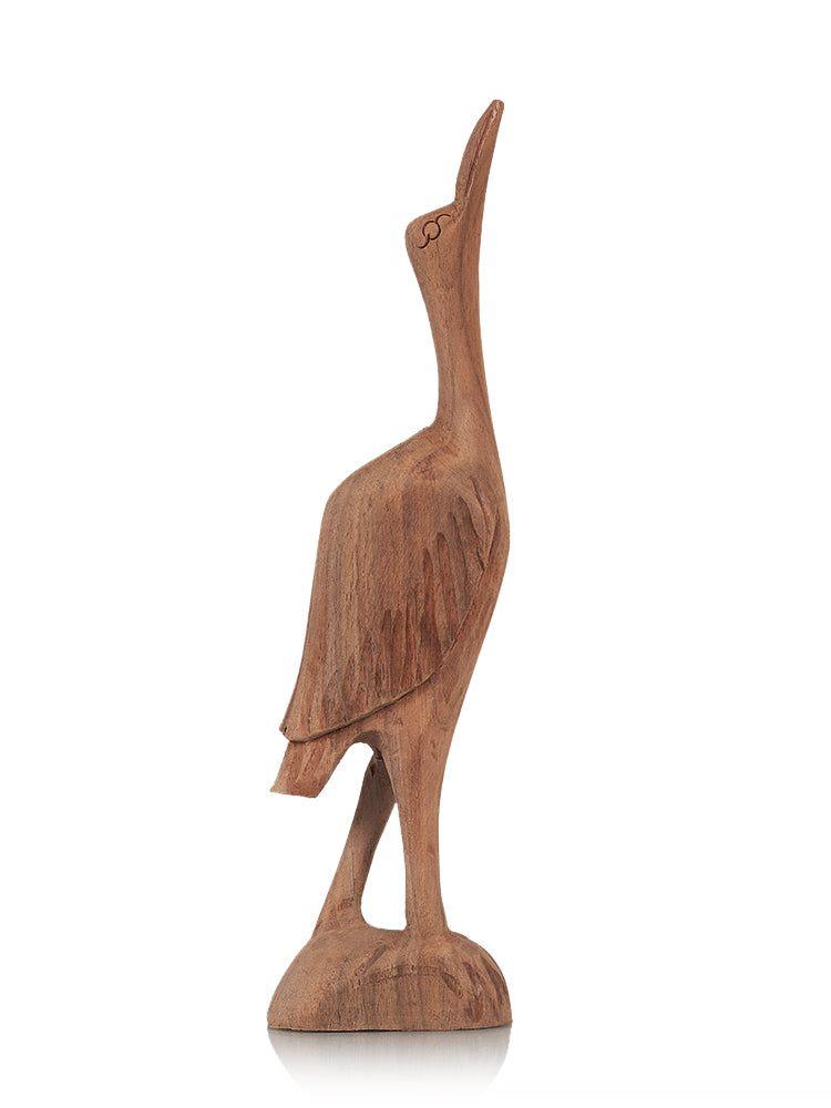 Elegant Handcrafted Beak Up Bird Walnut Wood Sculpture - Hamiast