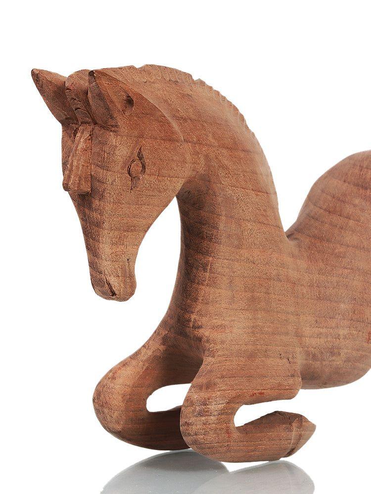 Elegant Kashmiri Carved Walnut Wood Jumping Horse - Collector's Art - Hamiast