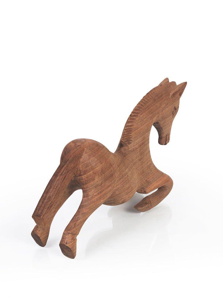 Elegant Kashmiri Carved Walnut Wood Jumping Horse - Collector's Art - Hamiast