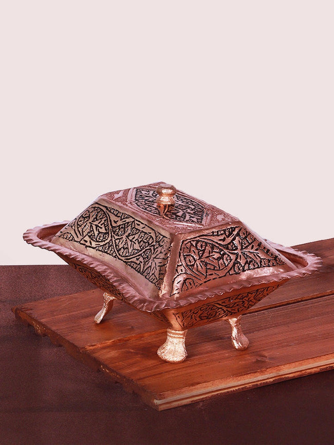 Elegant Kashmiri Copper Butter Box: A Masterpiece of Heritage Craft - Hamiast