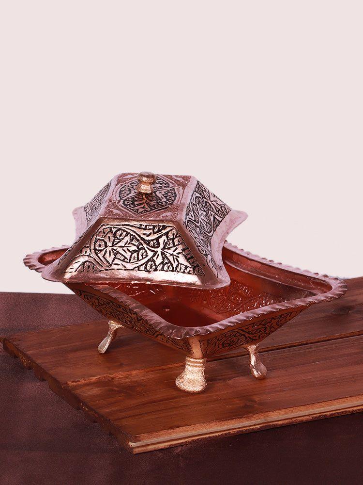 Elegant Kashmiri Copper Butter Box: A Masterpiece of Heritage Craft - Hamiast