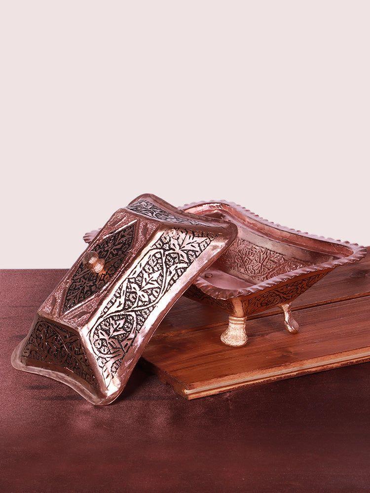Elegant Kashmiri Copper Butter Box: A Masterpiece of Heritage Craft - Hamiast
