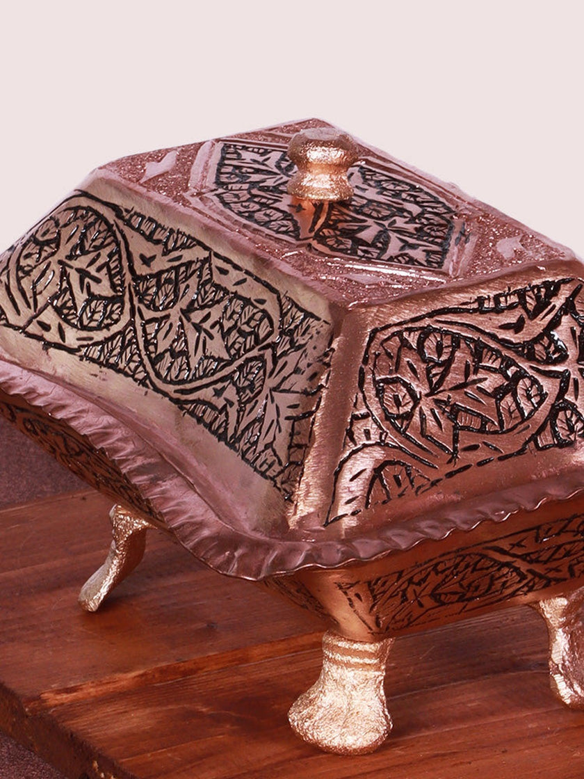 Elegant Kashmiri Copper Butter Box: A Masterpiece of Heritage Craft - Hamiast