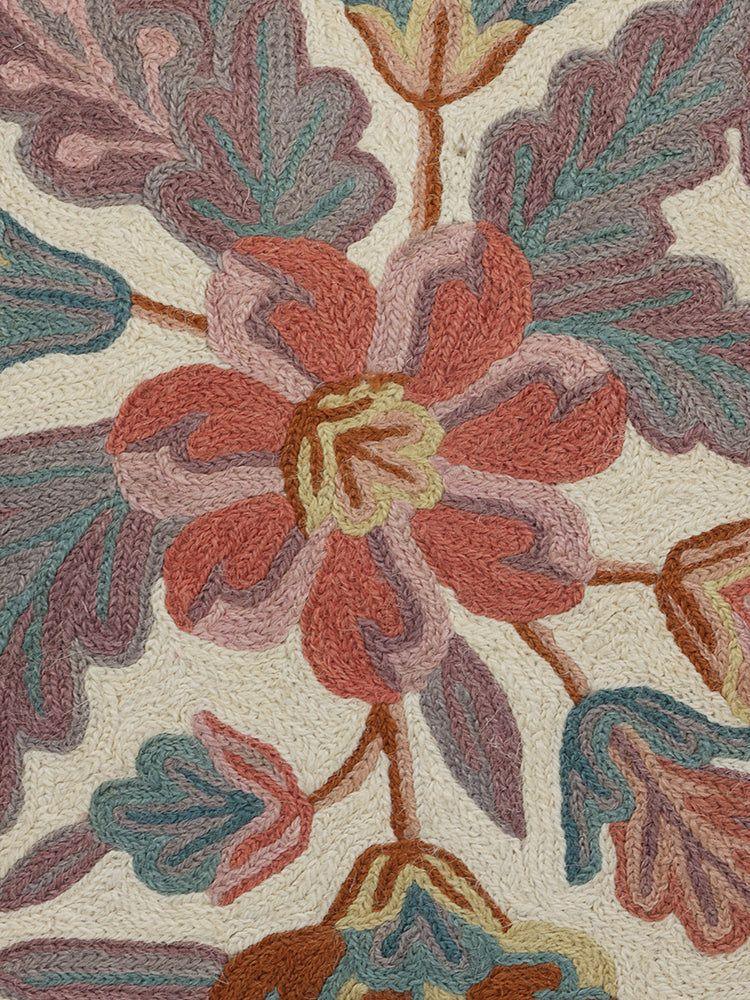 Elegant Kashmiri Crewel Embroidery Serenity Cushion Cover in Soothing Sage - Hamiast