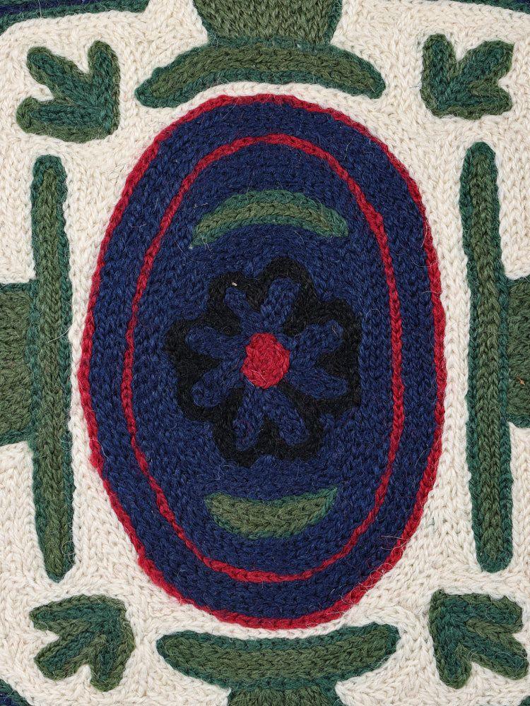 Elegant Prussian Blue Kashmiri Chain Stitch Luxury Cushion Cover Set - Hamiast