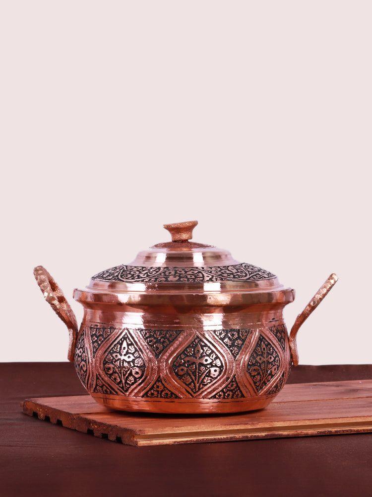 Elegantly Crafted Copper Donga (Casserole) Kashmiri Copperware - Hamiast