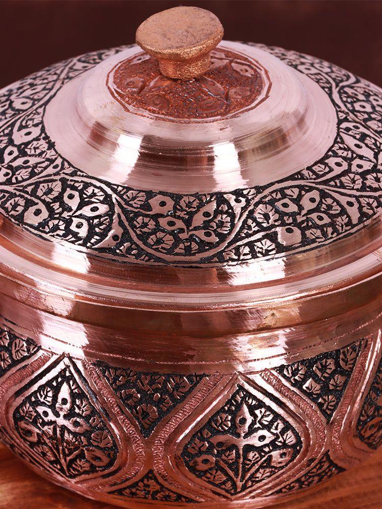 Elegantly Crafted Copper Donga (Casserole) Kashmiri Copperware - Hamiast