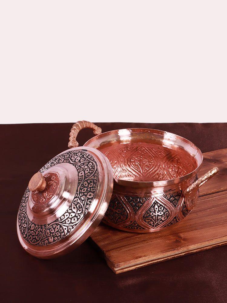 Elegantly Crafted Copper Donga (Casserole) Kashmiri Copperware - Hamiast