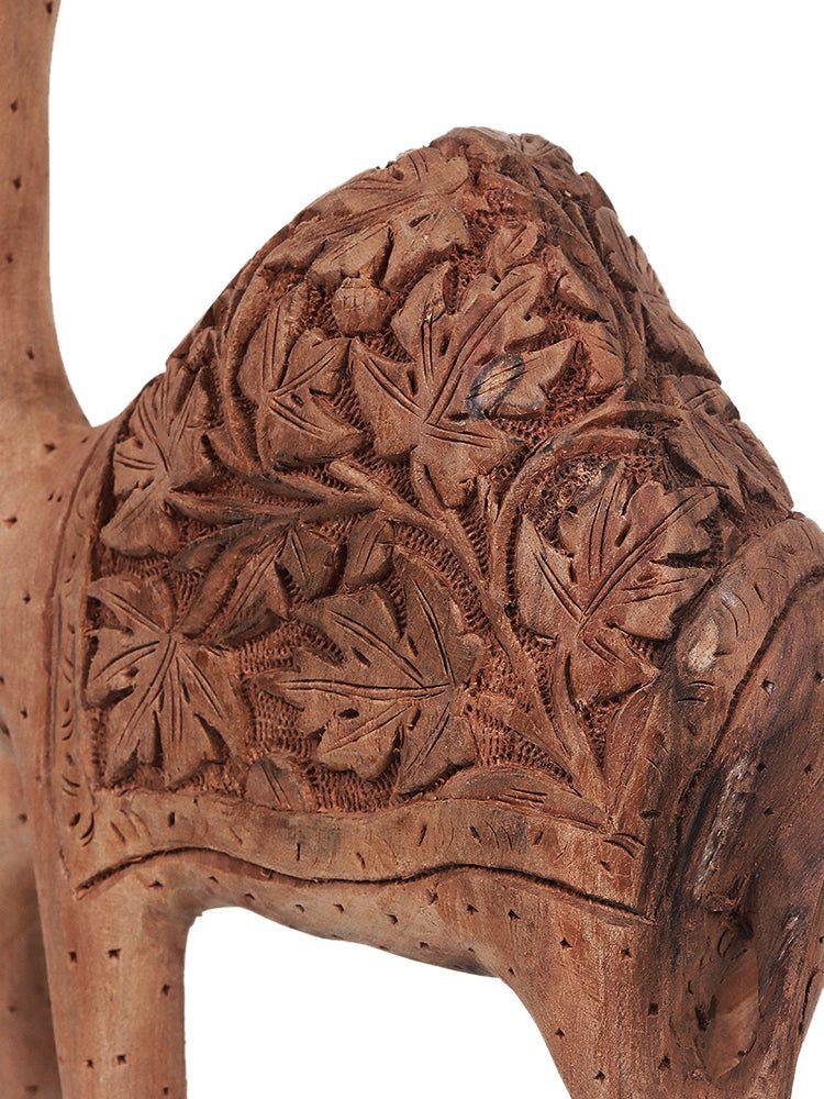 Exquisite Hand-Carved Kashmiri Walnut Wood Camel - Artisanal Decor - Hamiast