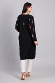 Gultar-e-Bahar — Black Pheran with Multicolor Floral Aari Kashmiri Embroidery-Back