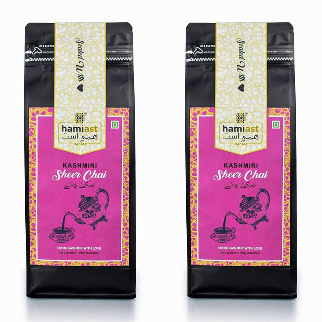 Hamiast Kashmiri Namkeen Tea 500g, Premium Noon Chai, Sheer Chai, Pink Tea, Samovar Tea (250g Pack of 2), - Hamiast