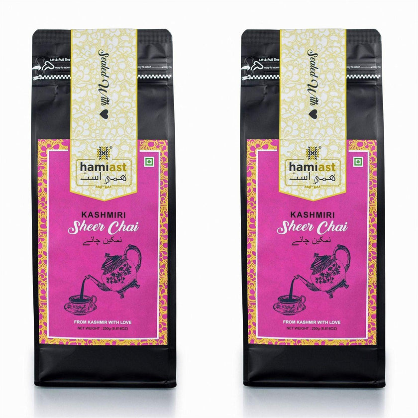 Hamiast Kashmiri Namkeen Tea 500g, Premium Noon Chai, Sheer Chai, Pink Tea, Samovar Tea (250g Pack of 2), - Hamiast