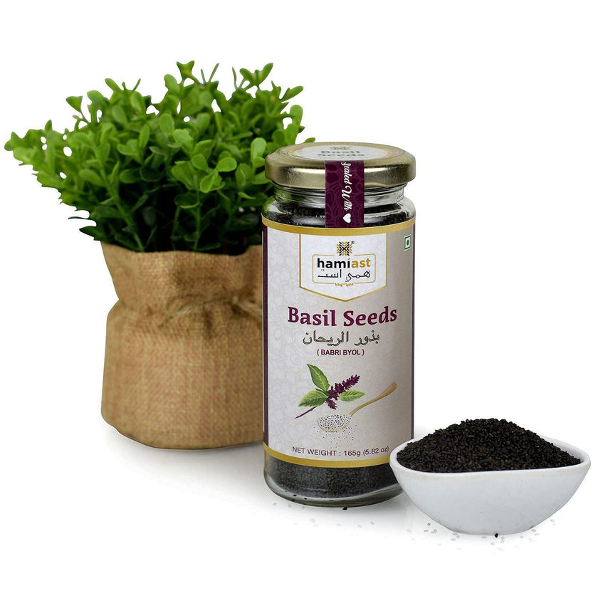 Hamiast Raw Basil Seeds, Sabja, Tukmaria, Babri Byol 300g for Weight Loss (150g Pack of 2) Premium - Hamiast