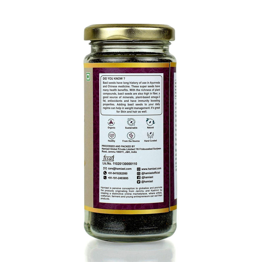 Hamiast Raw Basil Seeds, Sabja, Tukmaria, Babri Byol 300g for Weight Loss (150g Pack of 2) Premium - Hamiast