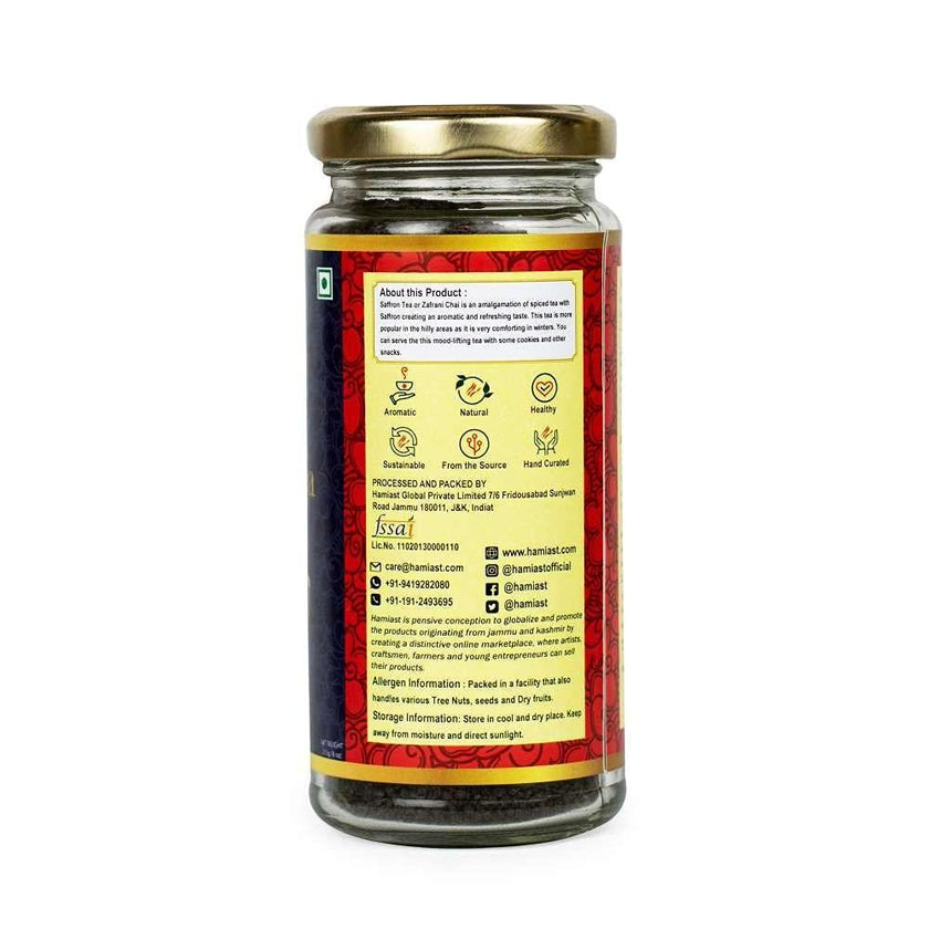 Hamiast Royal Saffron Tea (Kashmiri Kesar Chai) Assam CTC Tea, Kashmiri Saffron, Cardamom and Cinnamon 100g (40 cups) - Hamiast