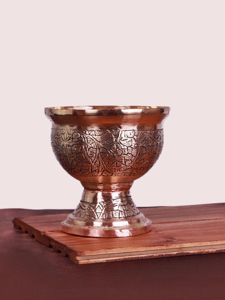 Hand-Embossed Kashmiri Copper Toor Pyale Bowl - Hamiast