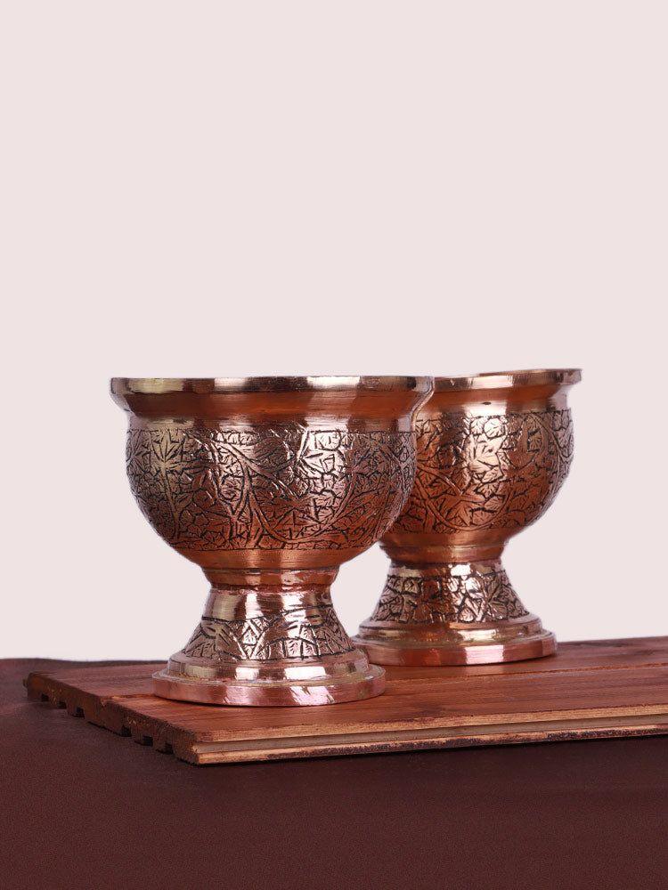 Hand-Embossed Kashmiri Copper Toor Pyale Bowl - Hamiast