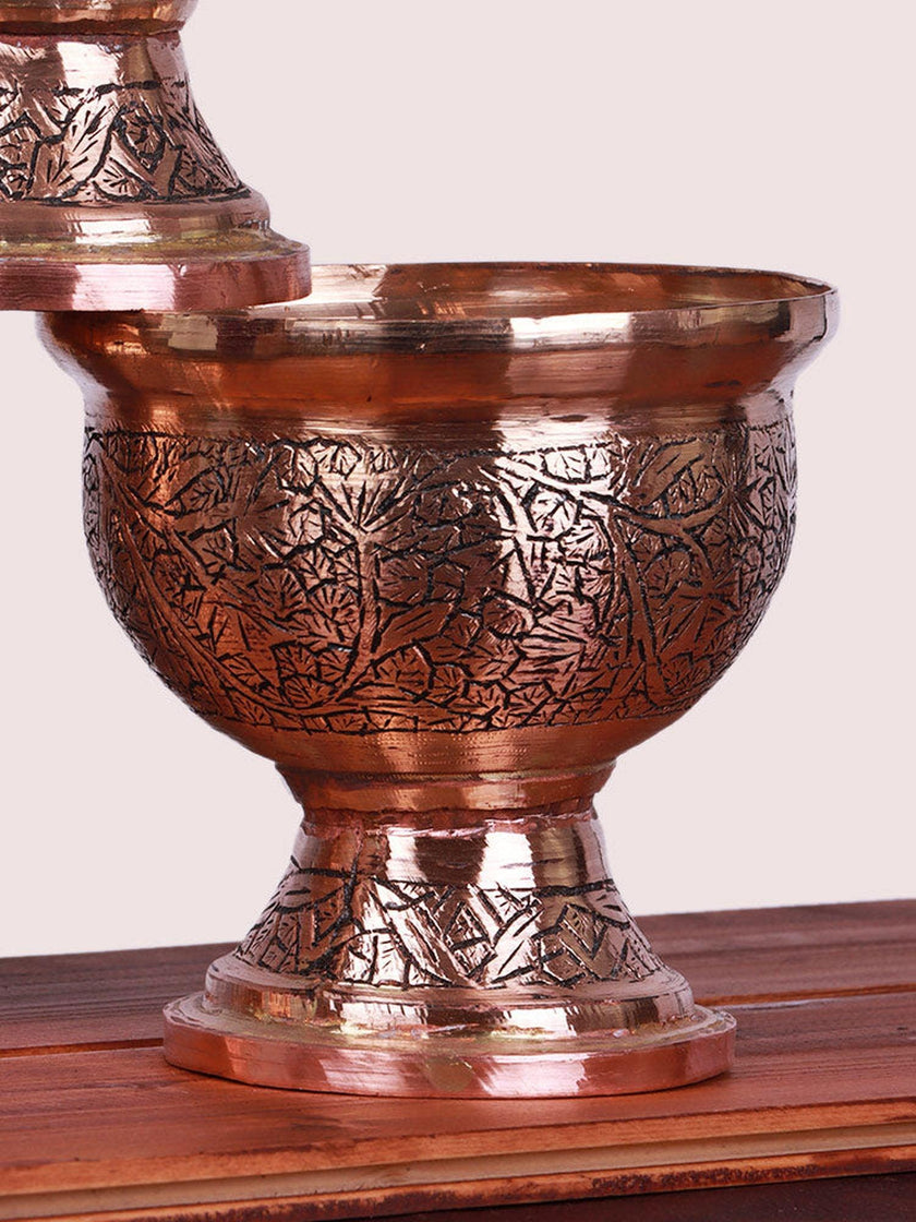 Hand-Embossed Kashmiri Copper Toor Pyale Bowl - Hamiast