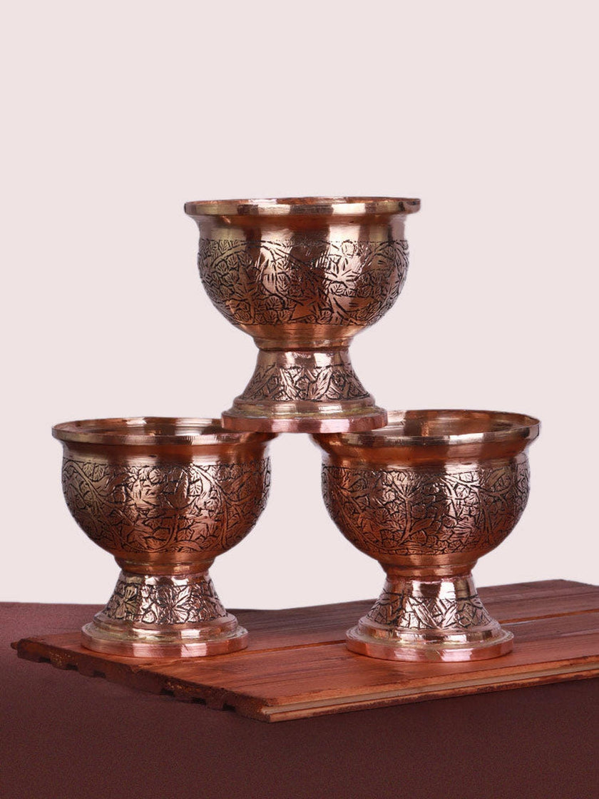Hand-Embossed Kashmiri Copper Toor Pyale Bowl - Hamiast