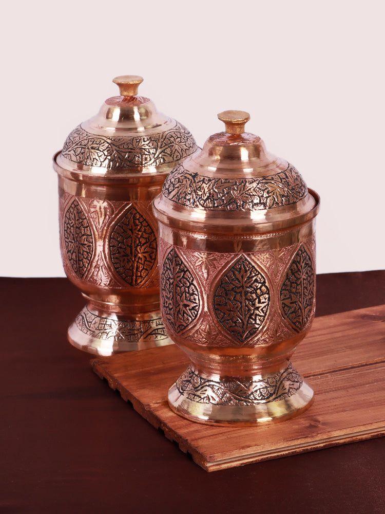 Hand-Engraved Copper Masala Box - Culinary Elegance Meets Heritage - Hamiast
