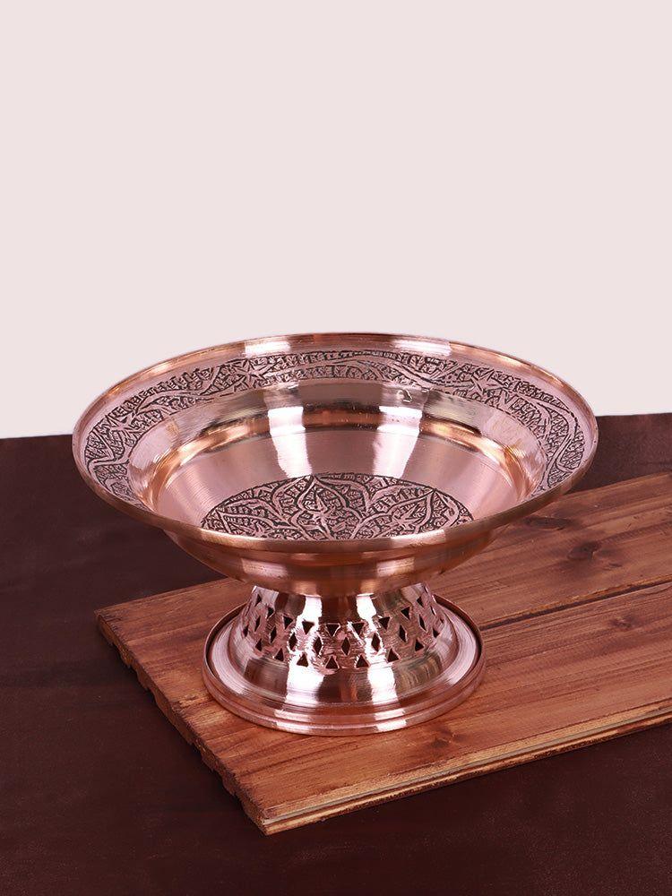 Hand-Engraved Kandkaer Copper Thal baan - Luxurious Kashmiri Heritage Bowl - Hamiast