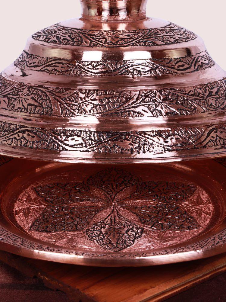 Handcrafted Floral Engraved Trami Sarposh | Kashmiri Copperware - Hamiast