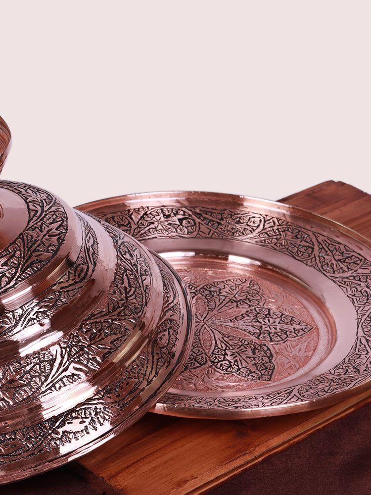 Handcrafted Floral Engraved Trami Sarposh | Kashmiri Copperware - Hamiast