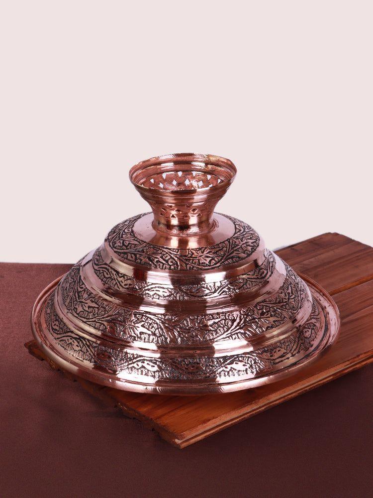 Handcrafted Floral Engraved Trami Sarposh | Kashmiri Copperware - Hamiast