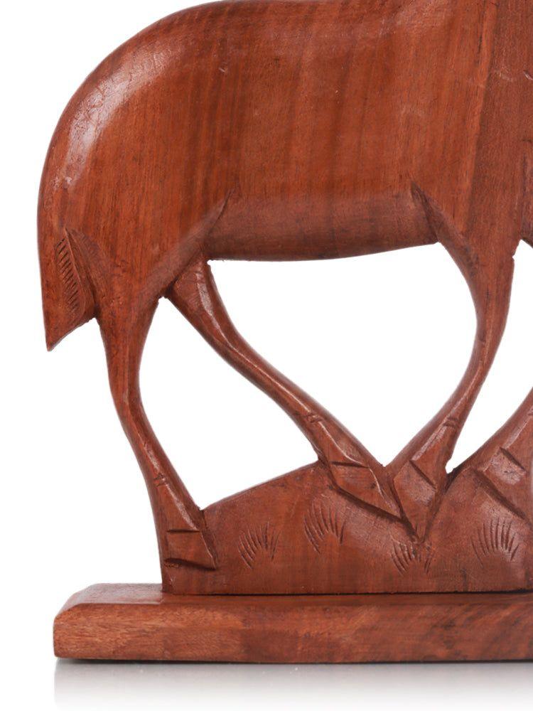 Handcrafted Walnut Wood Deer Decor - Exquisite Kashmiri Table Accent - Hamiast