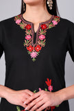 Black Kashmiri Aari Co-ord Set with Multicolour Floral Embroidery