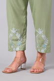 Sage Green Kashmiri Aari Co-ord Set with Powder Blue Embroidery