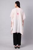 Gulbahar — White Kashmiri Kaftan with Hot Pink Aari Embroidery