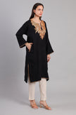 Black Kashmiri Woolen Pheran with Golden Boti Tilla Embroidery