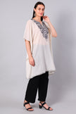 Gulbahar — Off-White Kashmiri Kaftan with Charcoal Aari Embroidery