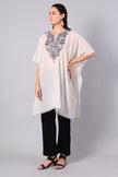 Gulbahar — Off-White Kashmiri Kaftan with Charcoal Aari Embroidery
