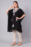 Gulbahar — Black Kashmiri Kaftan with White Daisy Aari Embroidery