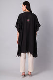 Gulbahar — Black Kashmiri Kaftan with Mauve and Olive Aari Embroidery