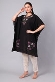 Gulbahar — Black Kashmiri Kaftan with Mauve and Olive Aari Embroidery