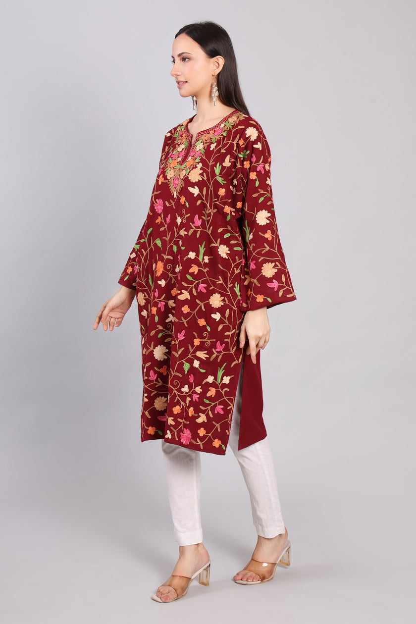 Gulnaar Grace Kashmiri Pheran with Jaal Aari Embroidery