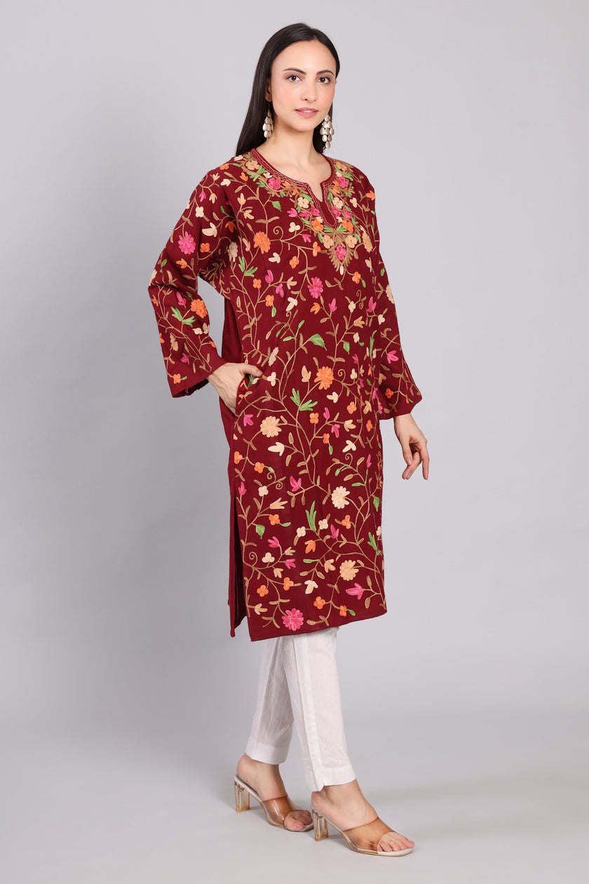 Gulnaar Grace Kashmiri Pheran with Jaal Aari Embroidery
