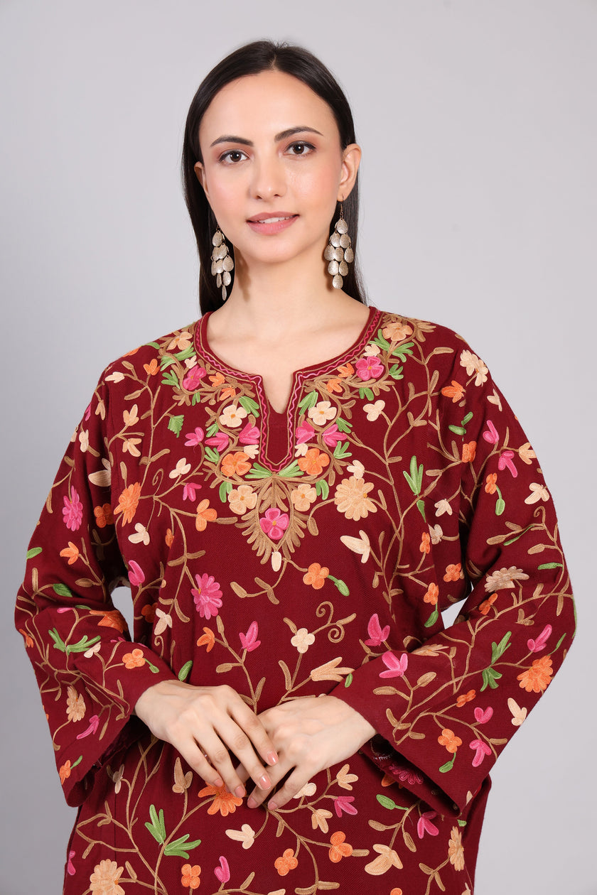 Gulnaar Grace Kashmiri Pheran with Jaal Aari Embroidery