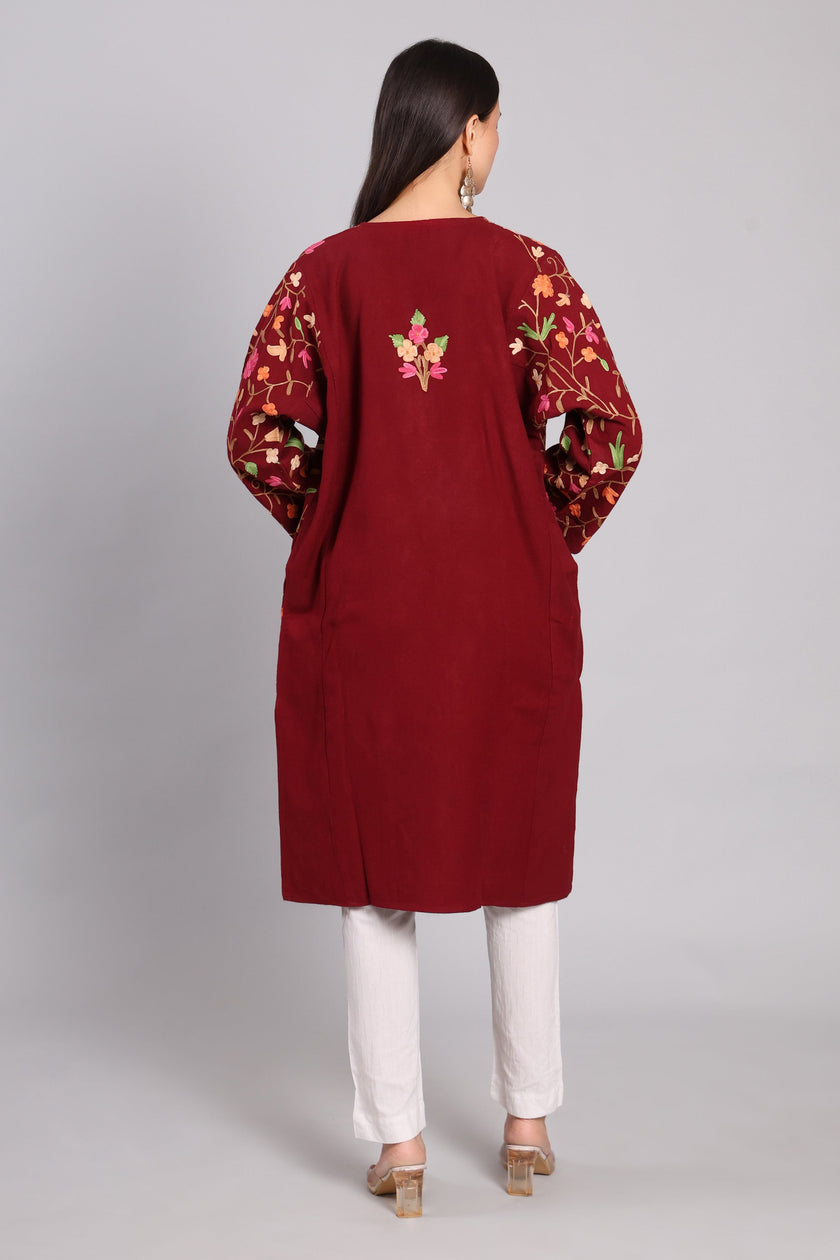 Gulnaar Grace Kashmiri Pheran with Jaal Aari Embroidery