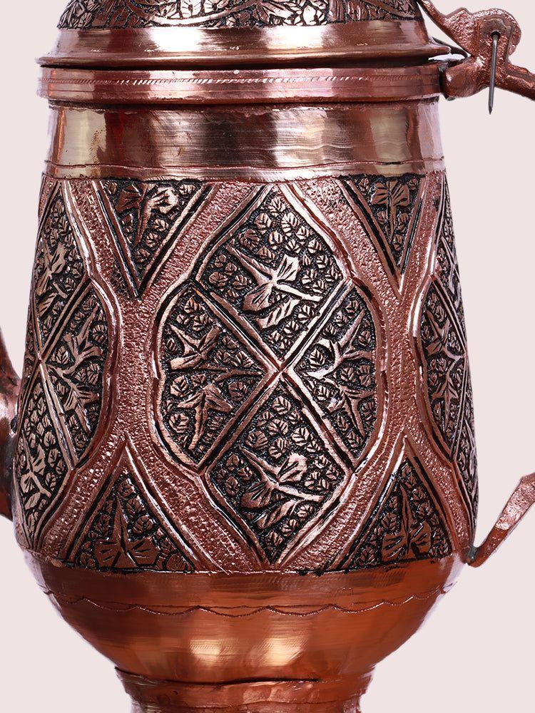Intricate Designed Kashmiri Copper Jug and Glass set - Hamiast