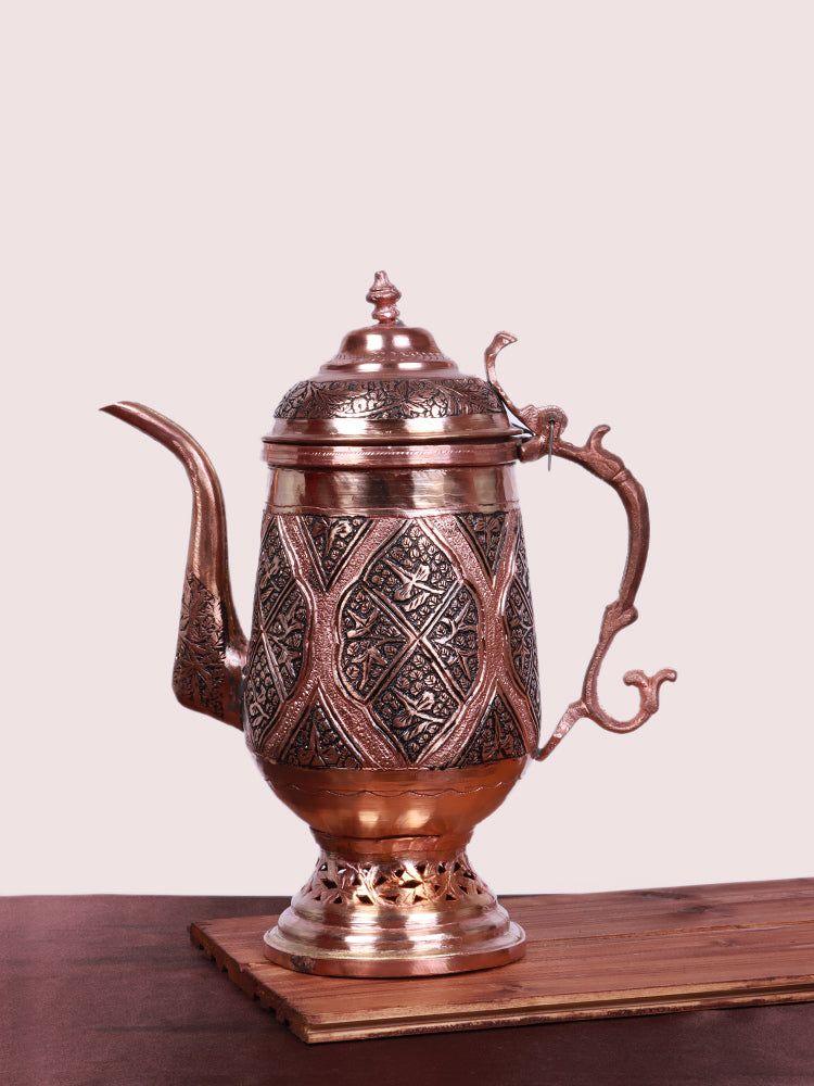 Intricate Designed Kashmiri Copper Jug and Glass set - Hamiast
