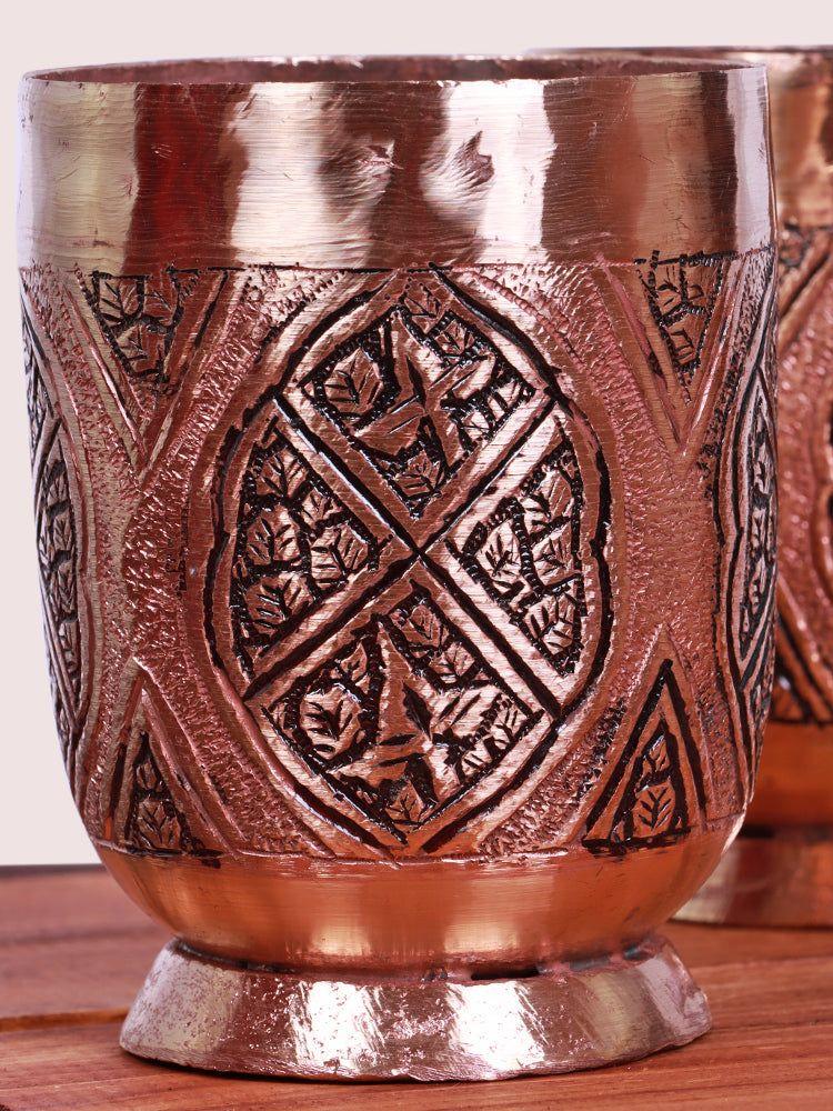 Intricate Designed Kashmiri Copper Jug and Glass set - Hamiast