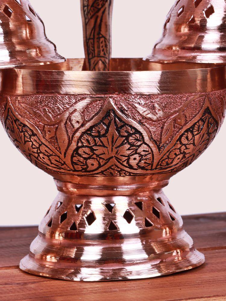 Kandkaari Artisan Copper Ice-Cream Bowl - Handmade Kashmiri Coperware (Set of 6 with spoons) - Hamiast