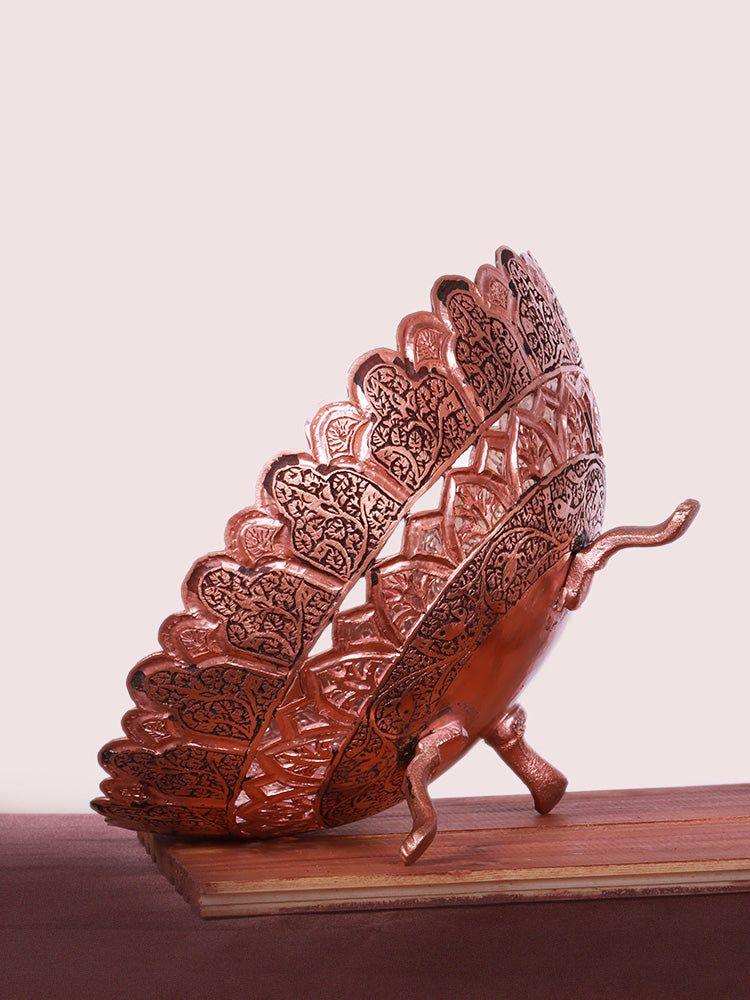 Kandkaari Chinar Engraved Copper Fruit Bowl – Luxurious Kashmiri Tableware - Hamiast